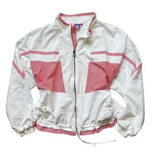 Tail Vintage 80s 90s White Red Striped Zip Windbreaker Jacket L